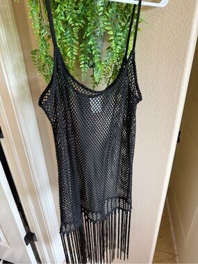 NEW! 🔥 Black Mesh Fringe Cover-Up